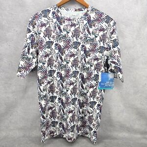 Coolibar Mens Morada Everyday Short Sleeve T-Shirt Small Colorful Leaves UPF 50+